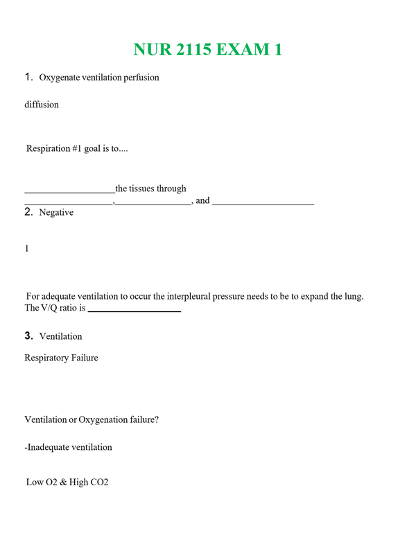 NUR 2115 EXAM 1 | WITH 100% VERIFIED ANSWERS