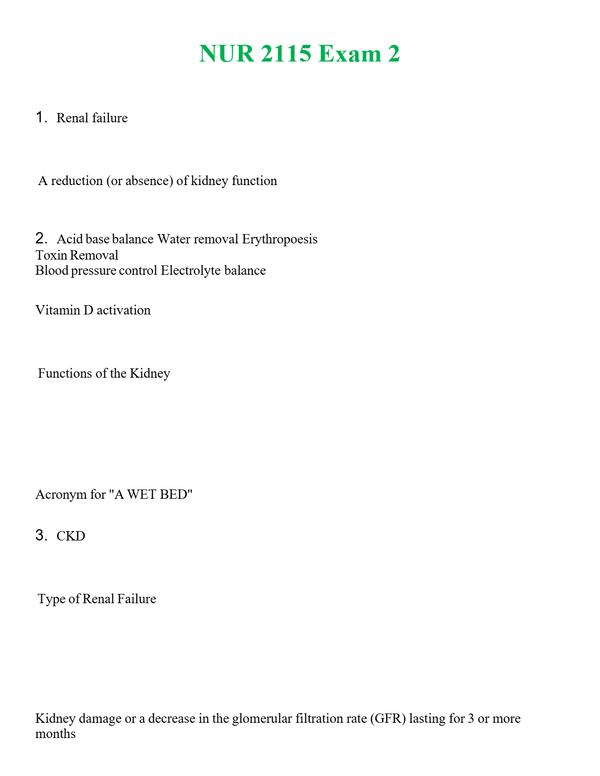 NUR 2115 EXAM 2 | A+ RATED GUIDE | QUESTIONS AND ANSWERS (SOLVED)