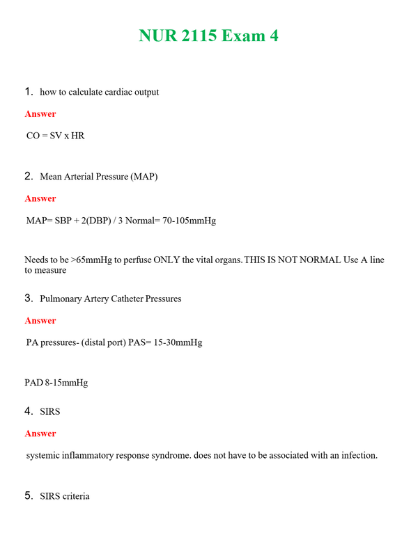 NUR 2115 EXAM 4 | PASSED | A+ RATED GUIDE | NEW FULL EXAM