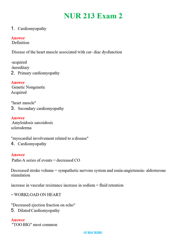 NUR 213 EXAM 2 | NEW FULL QUESTIONS AND ANSWERS 100% CORRECT