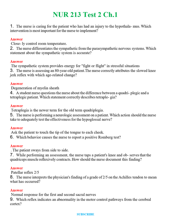 NUR 213 TEST 2 CH.1 | WITH 100% VERIFIED ANSWERS