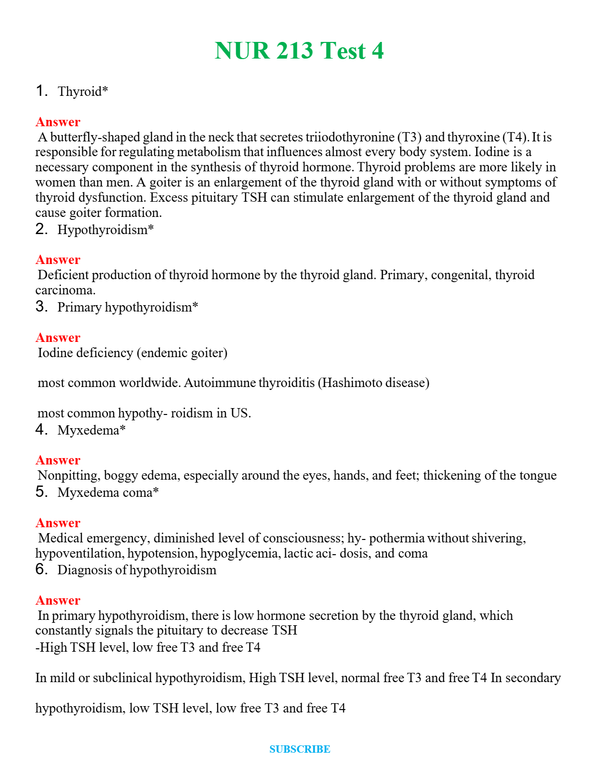 NUR 213 TEST 4 | PASSED | A+ RATED GUIDE | NEW FULL EXAM