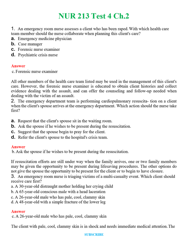 NUR 213 TEST 4 CH.2 | GRADED A+ QUESTIONS AND ANSWERS (SOLVED)