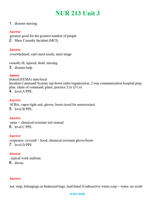 NUR 213 UNIT 3 | PASSED | A+ RATED GUIDE | NEW FULL EXAM