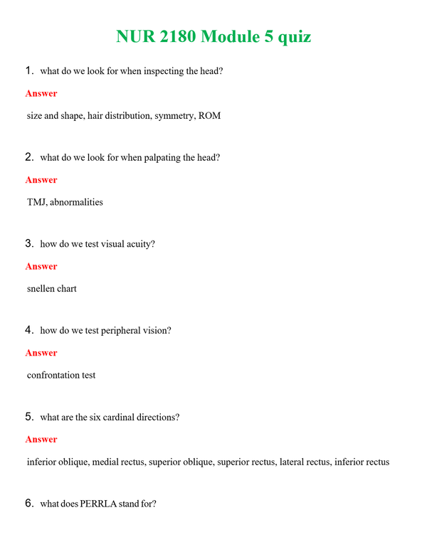 NUR 2180 MODULE 5 QUIZ | NEW FULL QUESTIONS AND ANSWERS 100% CORRECT