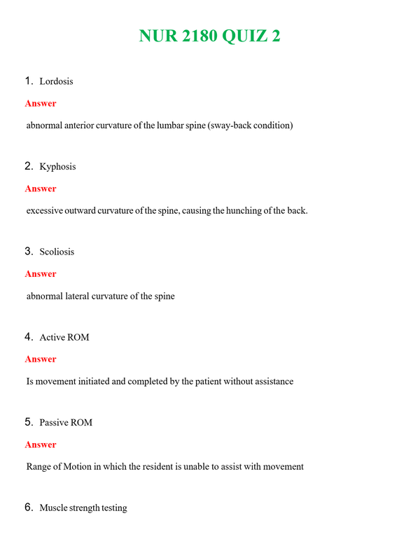 NUR 2180 QUIZ 2 | GRADED A+ QUESTIONS & ANSWERS