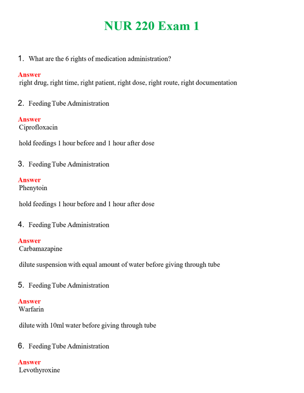 NUR 220 EXAM 1 | ACTUAL QUESTIONS AND ANSWERS 100% CORRECT