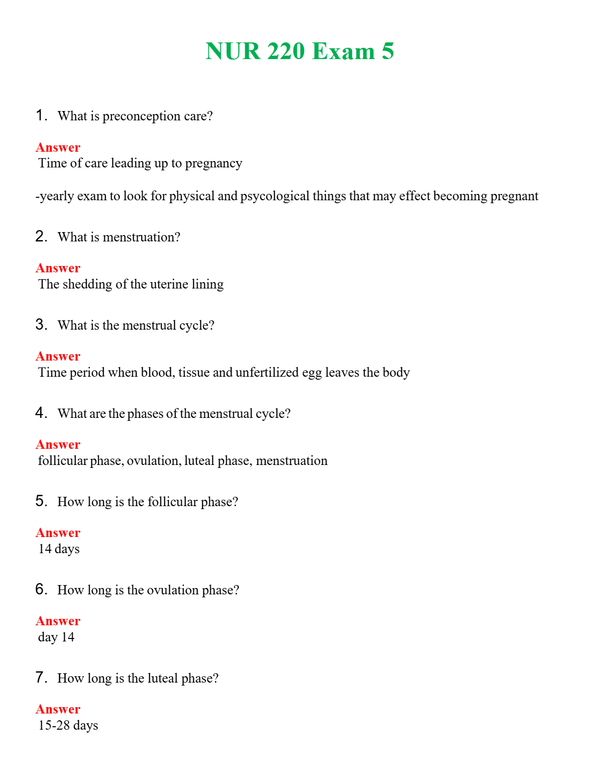 NUR 220 EXAM 5 | GRADED A+ QUESTIONS AND ANSWERS (SOLVED)