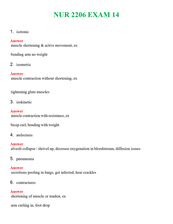 NUR 2206 EXAM 14 | ALL Q&AS BRAND NEW GUARANTEED A+++