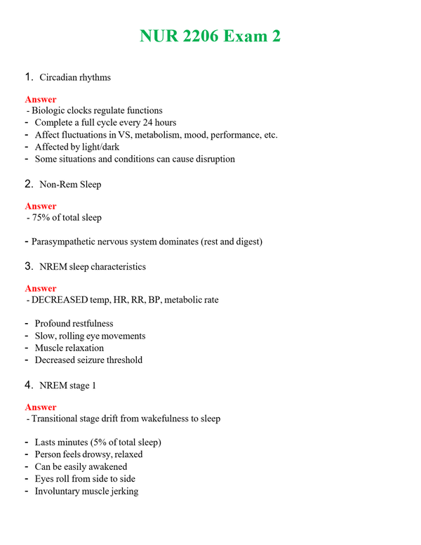 NUR 2206 EXAM 2 | QUESTIONS & ANSWERS (SOLVED)