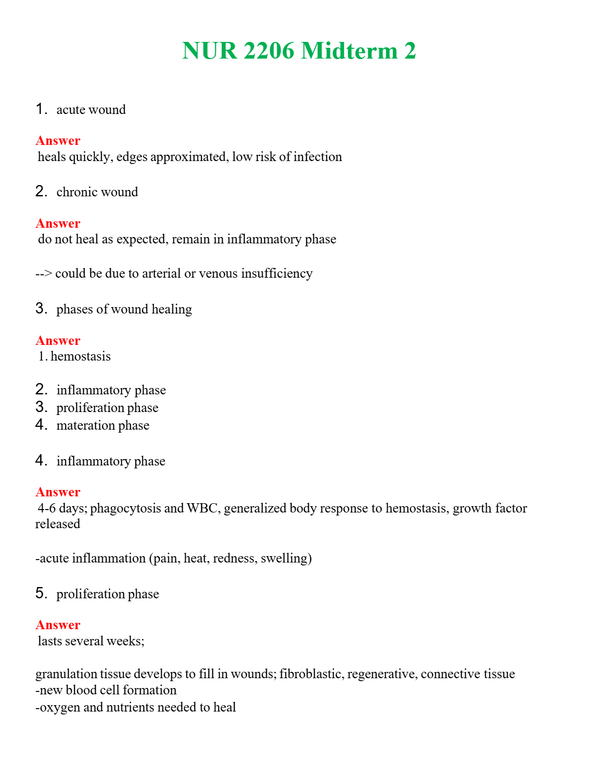 NUR 2206 MIDTERM 2 | COMPLETE ANSWERS 100% CORRECT