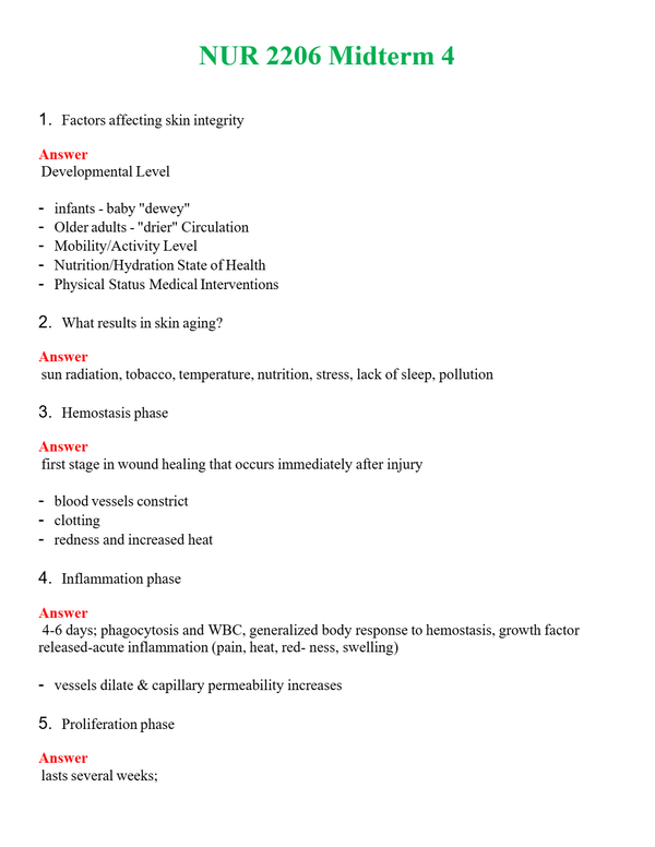 NUR 2206 MIDTERM 4 | GRADED A+ QUESTIONS & ANSWERS
