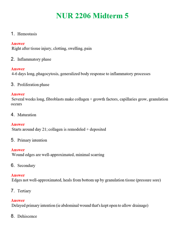 NUR 2206 MIDTERM 5 | GRADED A+ QUESTIONS AND ANSWERS (SOLVED)