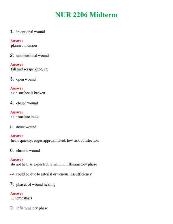 NUR 2206 MIDTERM | PASSED | A+ RATED GUIDE | NEW FULL EXAM