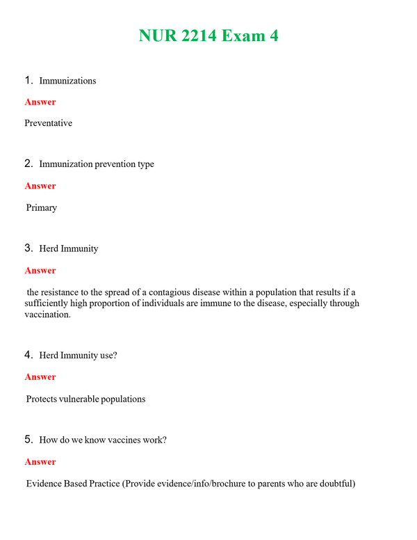 NUR 2214 EXAM 4 | GRADED A+ QUESTIONS & ANSWERS