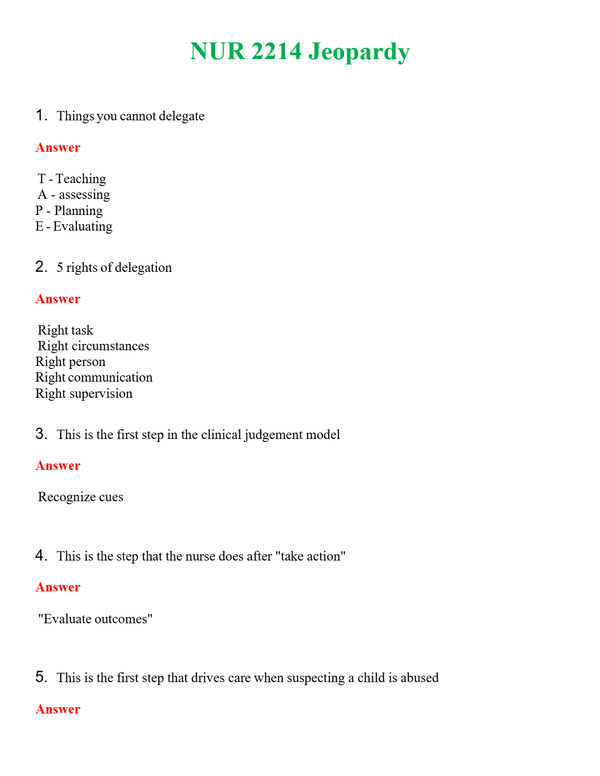 NUR 2214 JEOPARDY | GRADED A+ QUESTIONS AND ANSWERS (SOLVED)