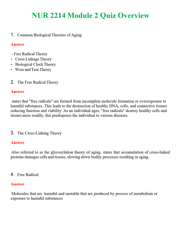 NUR 2214 MODULE 2 QUIZ OVERVIEW | GRADED A+ QUESTIONS & ANSWERS