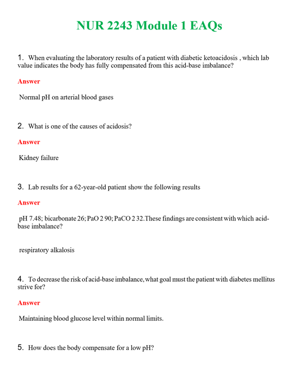 NUR 2243 MODULE 1 EAQS | COMPLETE QUESTIONS & ANSWERS (SOLVED) 100% CORRECT