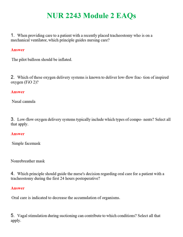 NUR 2243 MODULE 2 EAQS | NEW FULL QUESTIONS AND ANSWERS 100% CORRECT