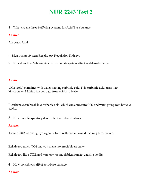 NUR 2243 TEST 2 | GRADED A+ QUESTIONS & ANSWERS