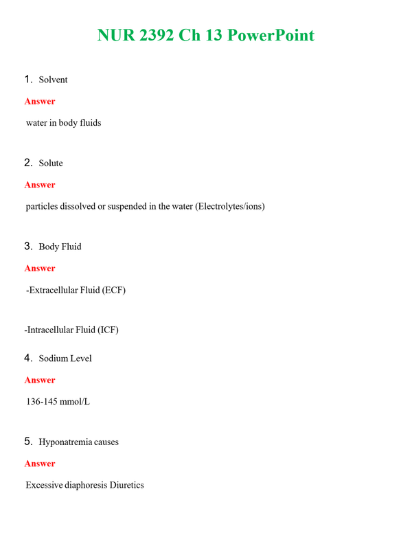 NUR 2392 CH 13 POWERPOINT | ALL Q&AS BRAND NEW GUARANTEED A+++