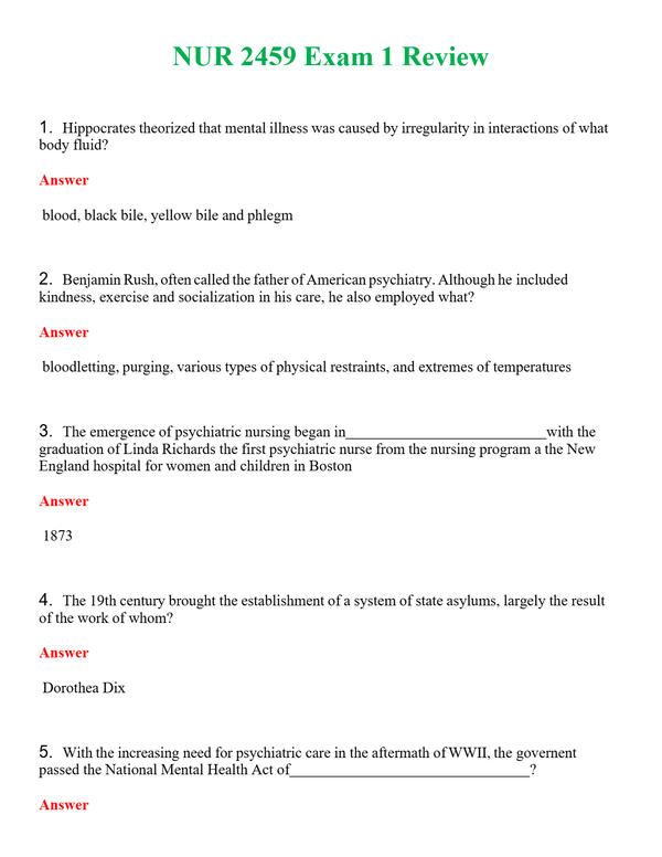 NUR 2459 EXAM 1 REVIEW | (ACTUAL EXAM ) QUESTIONS AND ANSWERS (SOLVED)
