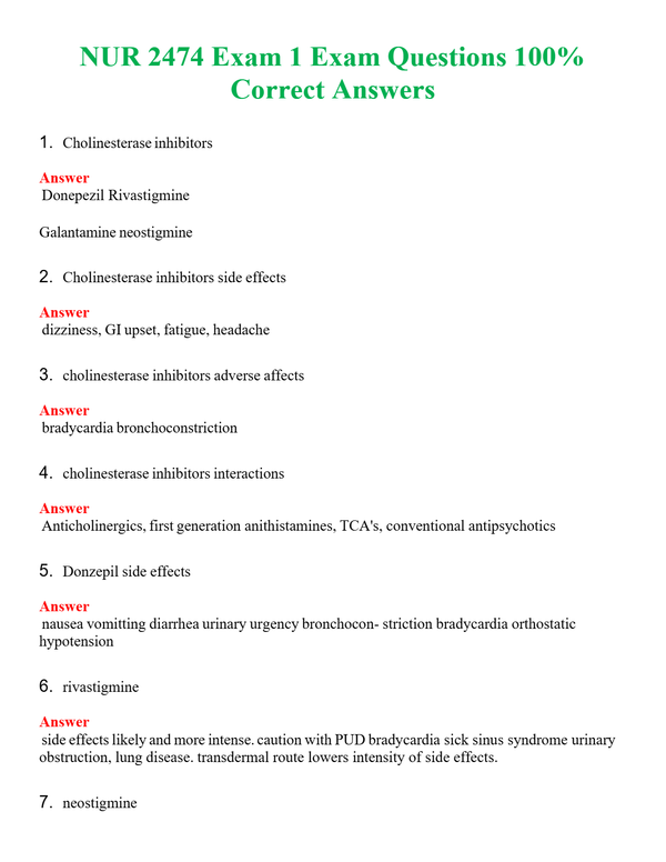 NUR 2474 EXAM 1 QUESTIONS 100% CORRECT ANSWERS | QUESTIONS AND ANSWERS INCLUDED