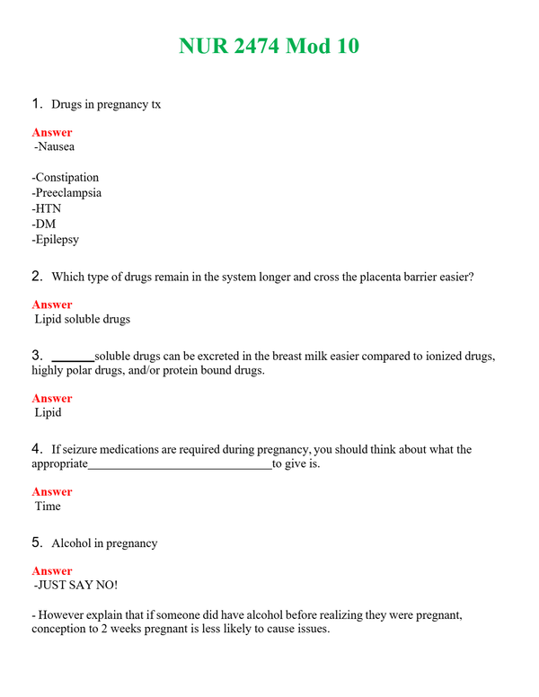 NUR 2474 MOD 10 | PASSED | A+ RATED GUIDE | NEW FULL EXAM
