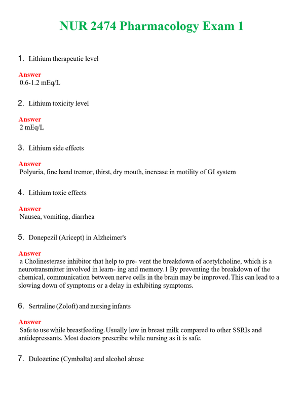 NUR 2474 PHARMACOLOGY EXAM 1 | (ACTUAL EXAM ) QUESTIONS AND ANSWERS (SOLVED)