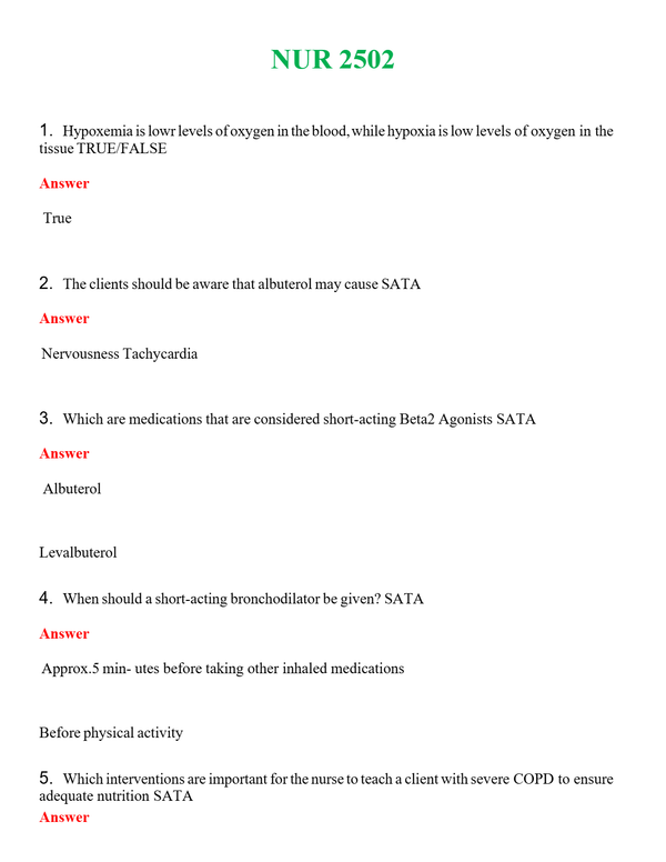 NUR 2502 | A++ EXAM WITH ALL NEW QS & AS - GUARANTEED PASS!