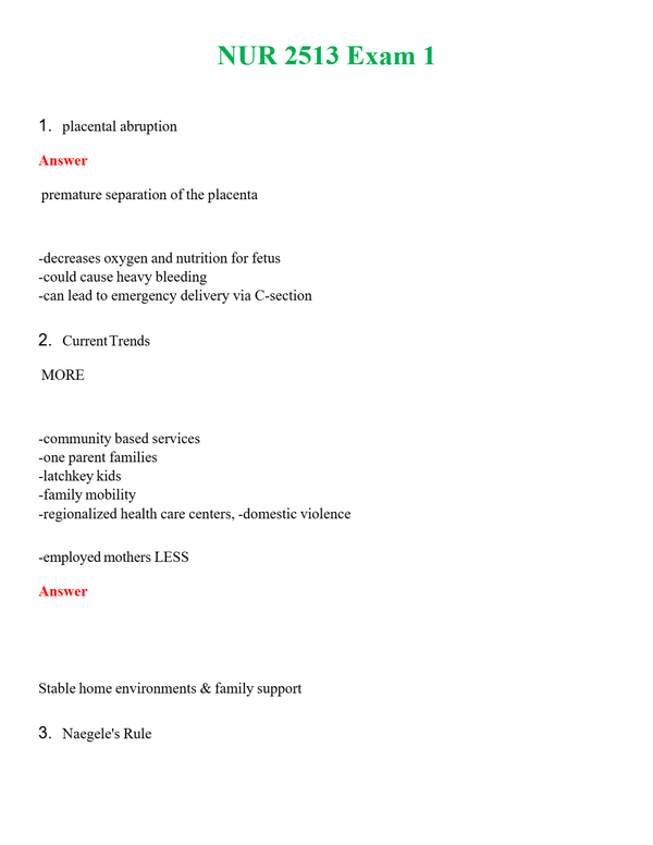 NUR 2513 EXAM 1 | COMPLETE QUESTIONS & ANSWERS (SOLVED) 100% CORRECT