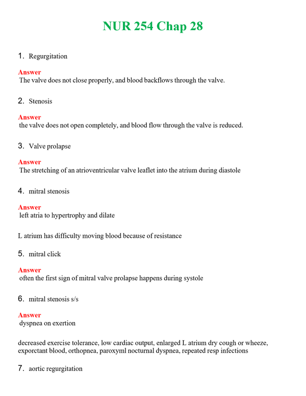NUR 254 CHAP 28 | COMPLETE QUESTIONS & ANSWERS (SOLVED) 100% CORRECT