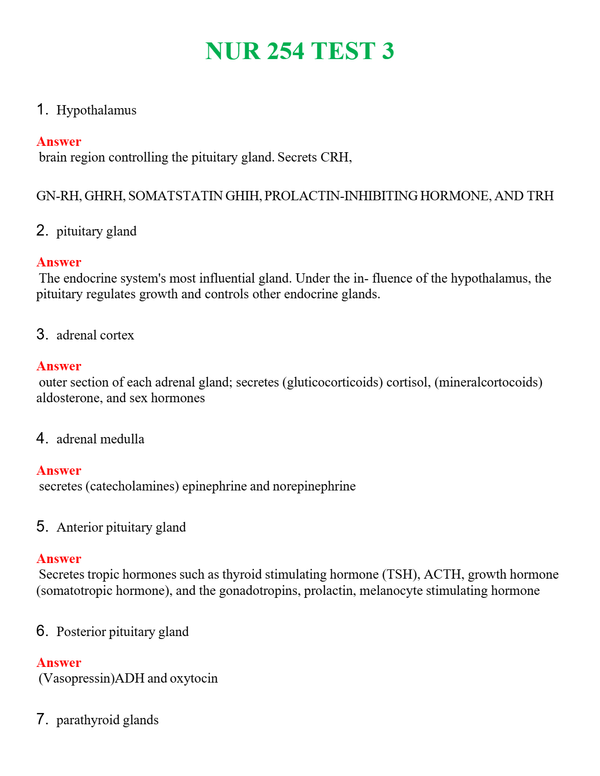 NUR 254 TEST 3 | A SOLVED 100% CORRECT