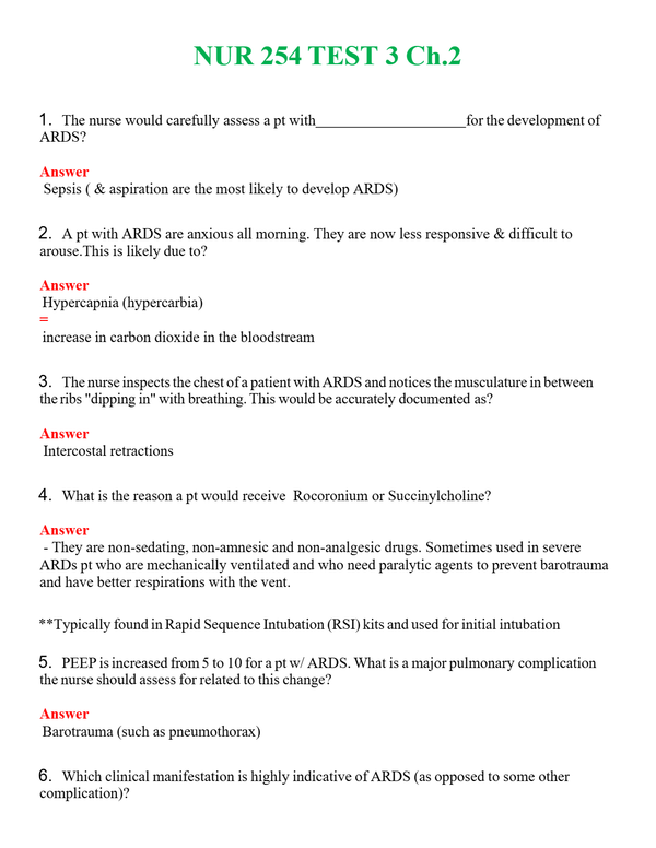 NUR 254 TEST 3 CH.2 | A+ RATED GUIDE | QUESTIONS AND ANSWERS (SOLVED)