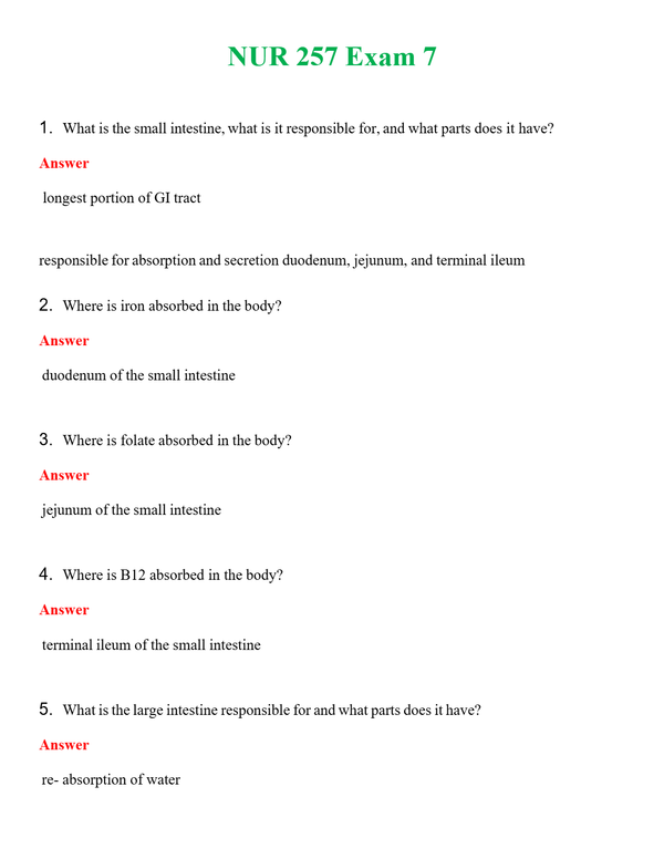 NUR 257 EXAM 7 | PASSED | A+ RATED GUIDE | NEW FULL EXAM