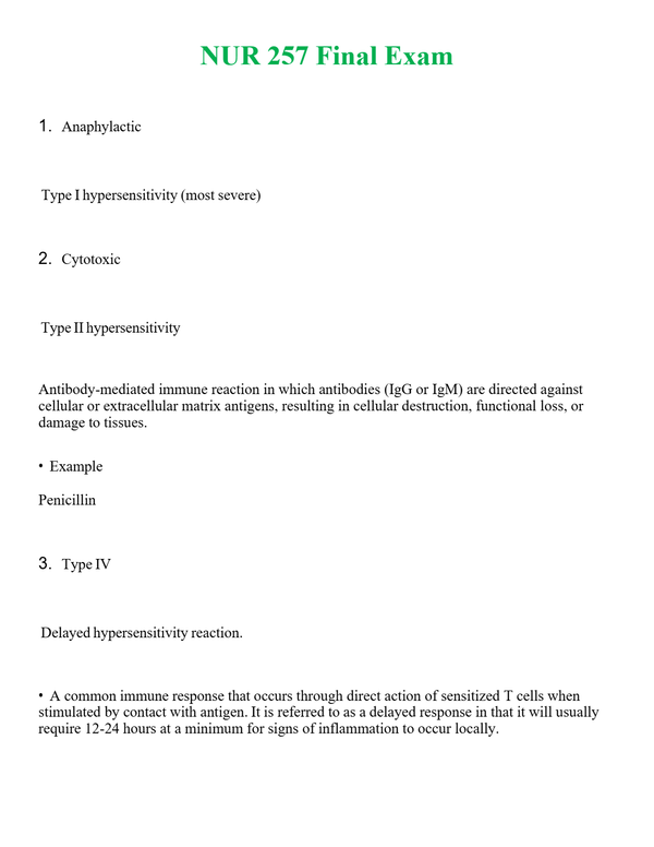 NUR 257 FINAL EXAM | GRADED A+ QUESTIONS AND ANSWERS (SOLVED)