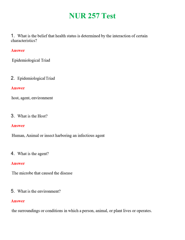NUR 257 TEST | GRADED A+ QUESTIONS AND ANSWERS (SOLVED)