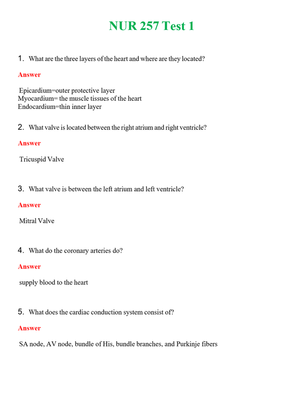 NUR 257 TEST 1 | COMPLETE ANSWERS 100% CORRECT