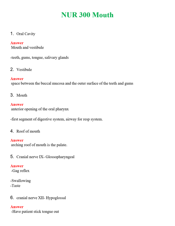 NUR 300 MOUTH | PASSED | A+ RATED GUIDE | NEW FULL EXAM