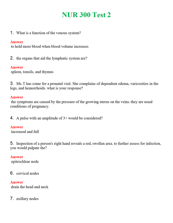 NUR 300 TEST 2 | WITH 100% VERIFIED ANSWERS
