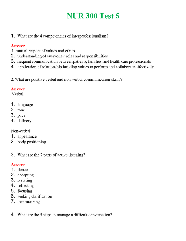 NUR 300 TEST 5 | PASSED | A+ RATED GUIDE | NEW FULL EXAM
