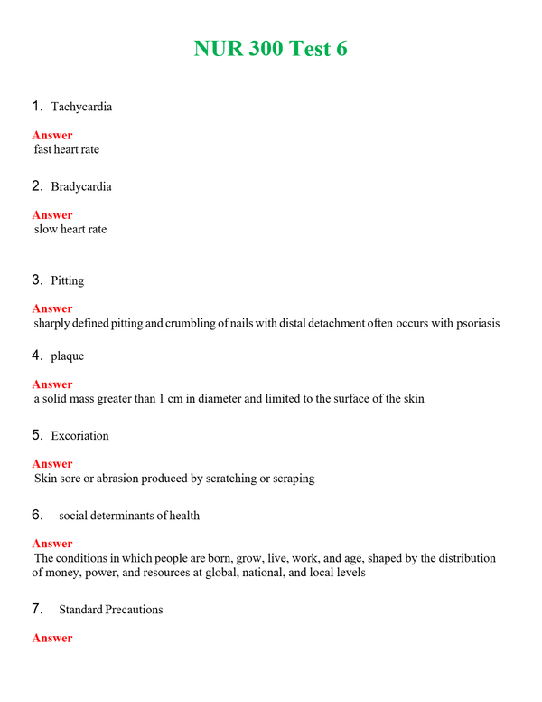NUR 300 TEST 6 | WITH 100% VERIFIED ANSWERS