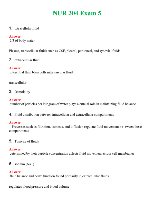 NUR 304 EXAM 5 | PASSED | A+ RATED GUIDE | NEW FULL EXAM