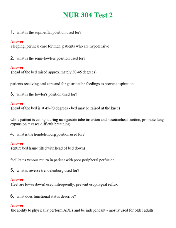 NUR 304 TEST 2 | A SOLVED 100% CORRECT