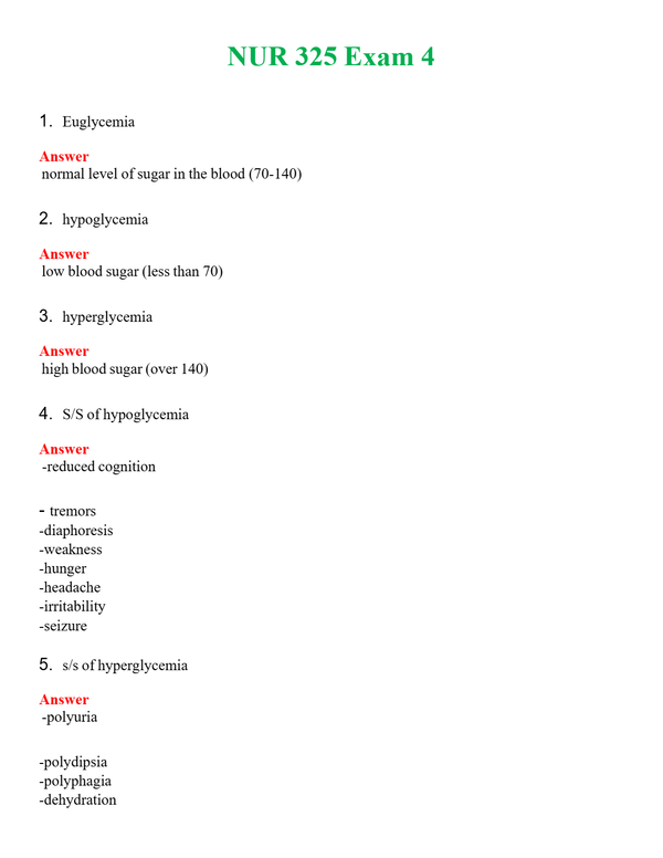 NUR 325 EXAM 4 | GRADED A+ QUESTIONS & ANSWERS