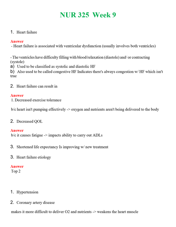 NUR 325 WEEK 9 | A+ RATED GUIDE | QUESTIONS AND ANSWERS (SOLVED)