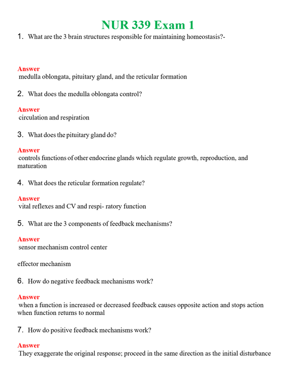 NUR 339 EXAM 1 | GRADED A+ QUESTIONS AND ANSWERS (SOLVED)
