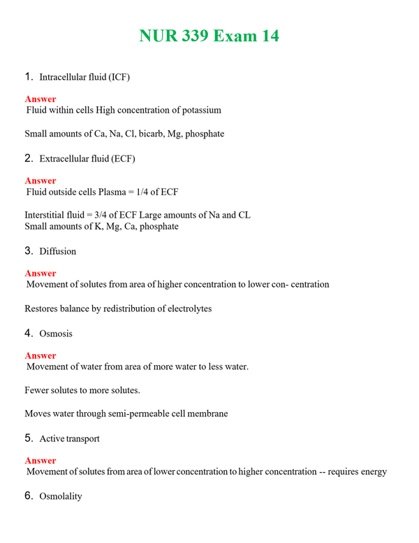 NUR 339 EXAM 14 | WITH 100% VERIFIED ANSWERS