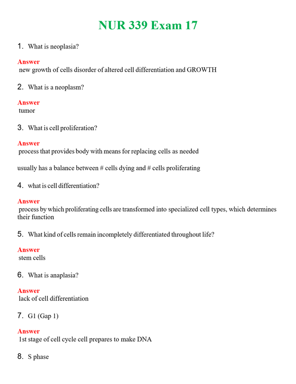NUR 339 EXAM 17 | (ACTUAL EXAM ) QUESTIONS AND ANSWERS (SOLVED)