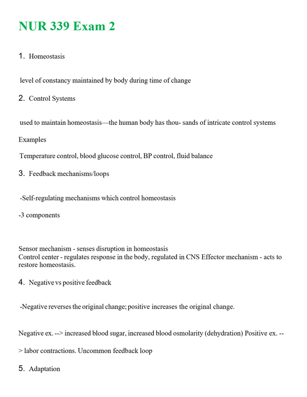 NUR 339 EXAM 2 | PASSED | A+ RATED GUIDE | NEW FULL EXAM